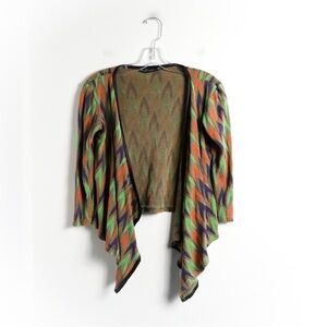 Zara zigzag chevron print open cardigan waterfall knit geometric S Small sweater